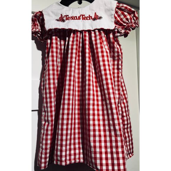 Texas Tech University Cecil and Lou Little Girls Gingham Embroidered Dress Sz 4T - Picture 1 of 8